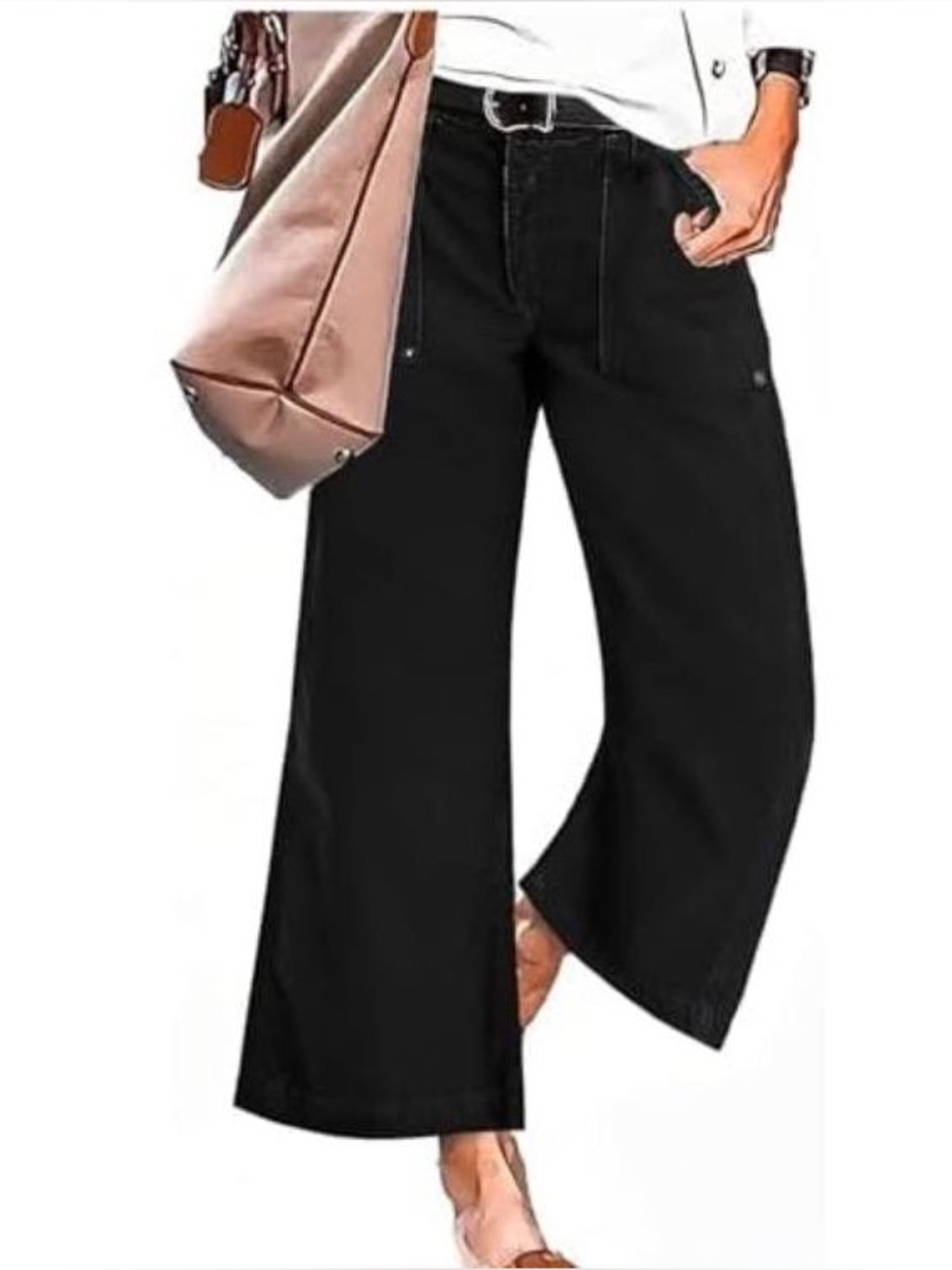 Flamingals straight wide leg black pants size M PS12-29